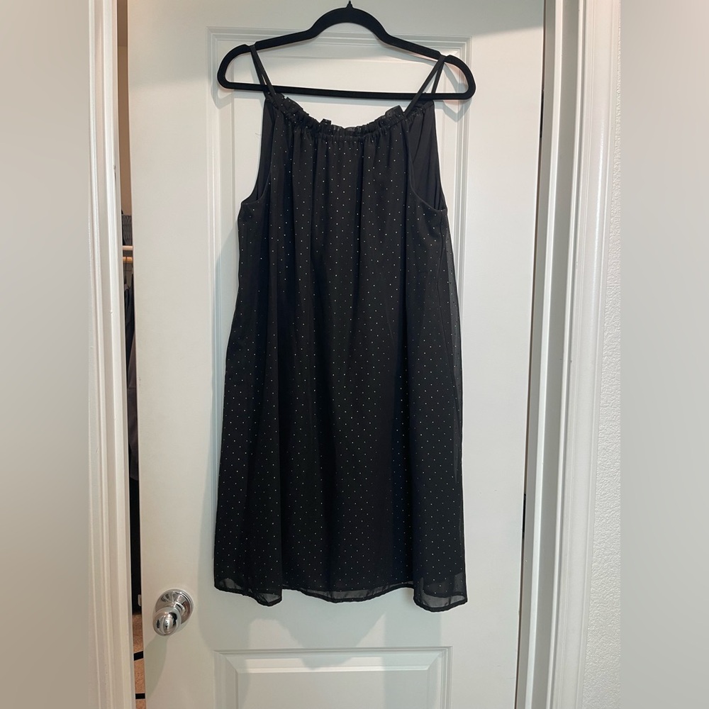 Emma & Michele Elegant Black dress with gold polka dot